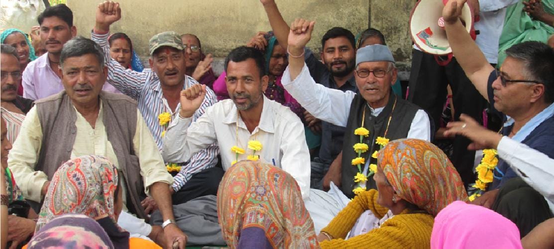 Village head sitting on dharna
