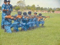 mock dreel police and army in jind