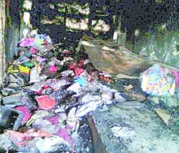 A fire burned cloth showroom and warehouse