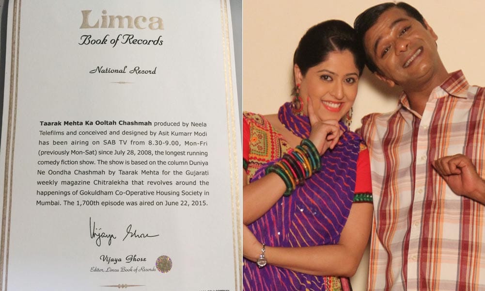 TV serial 'Taarak Mehta Ka Ooltah Chashmah' in limca book of records
