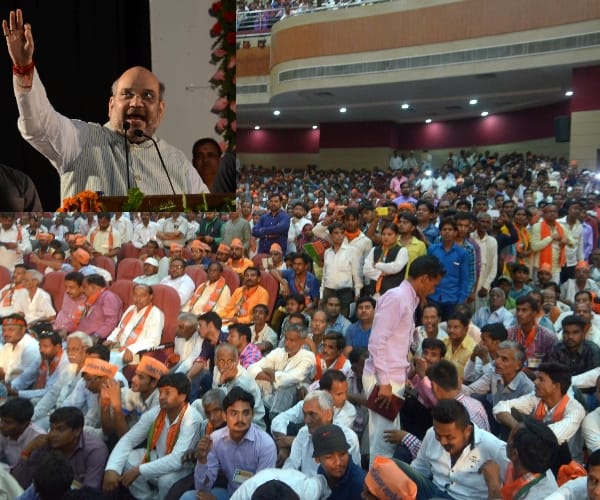Amit Shah addressed a meet in Lucknow.