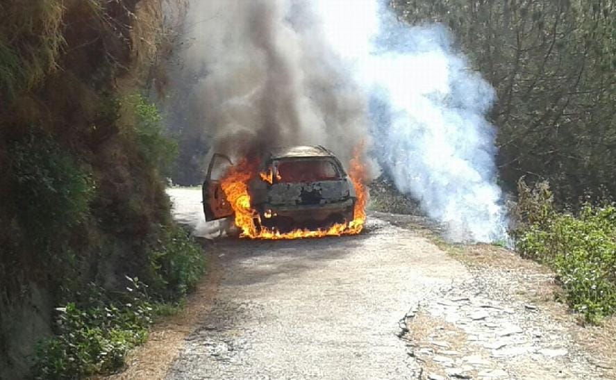 running car on fire