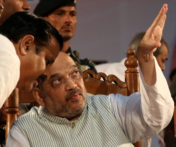 Amit Shah in a conference in Lucknow.