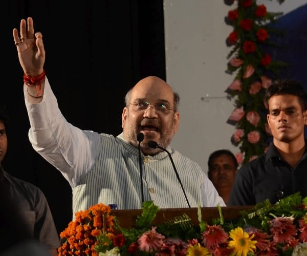 Amit Shah in a conference in Lucknow.