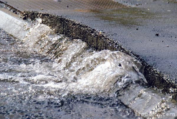 The force of the water from burst pipes rubber