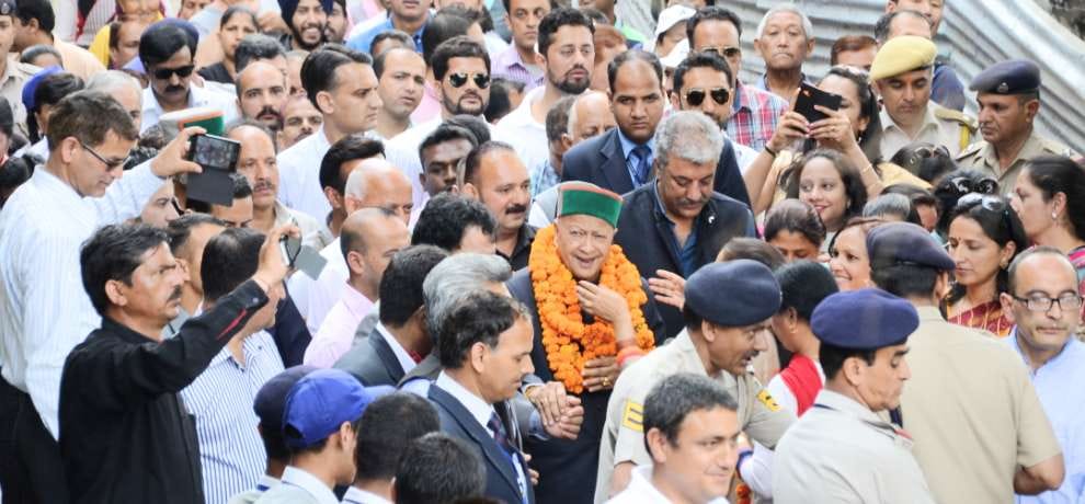 cm virbhadra singh laid foundation stone of sanjauli and lakkar bazar school