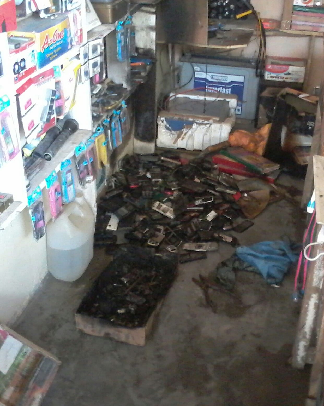 Mobile phone shop burned