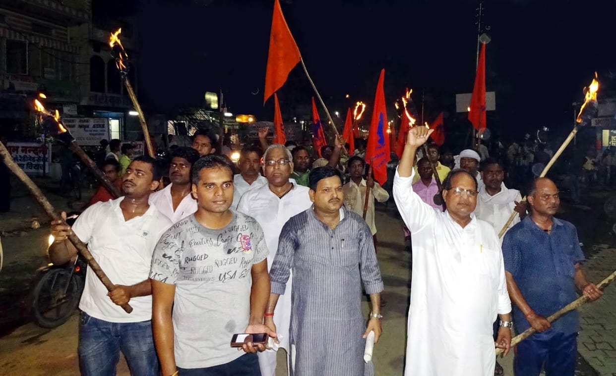 Personnel pulled torch procession