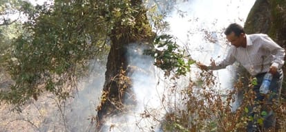 fire in Rajouri forest near loc