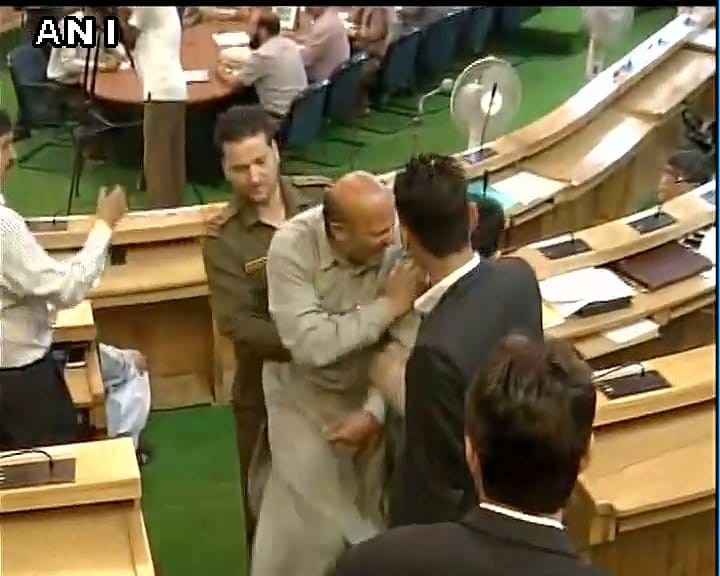 mla engineer rashid marshalled out of  j&K assembly 