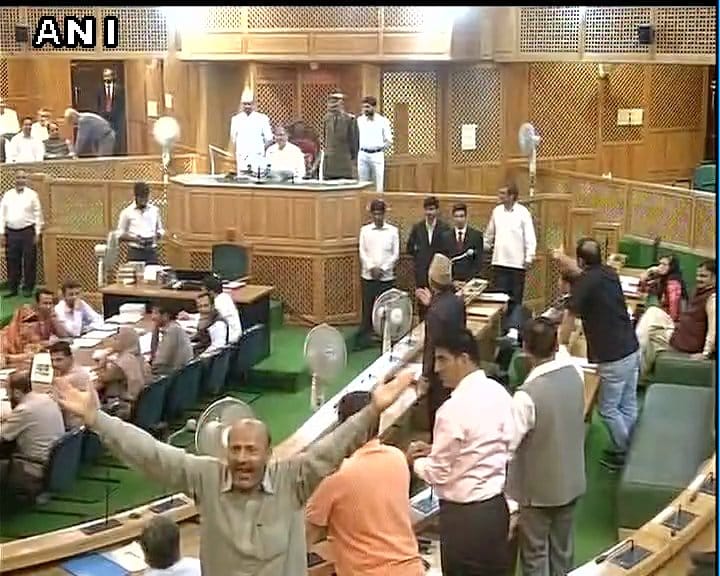 mla engineer rashid marshalled out of  j&K assembly 