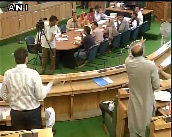 mla engineer rashid marshalled out of  j&K assembly 