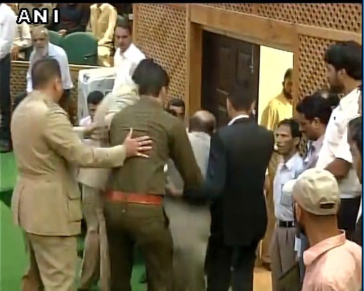 mla engineer rashid marshalled out of  j&K assembly 