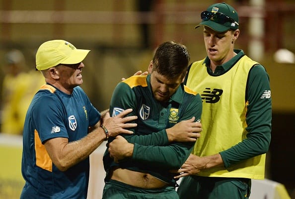 rilee Rossouw injured after hit signborad