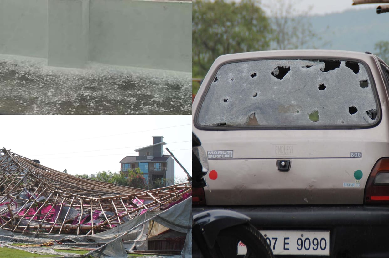 storm and hailstone in dehradun.