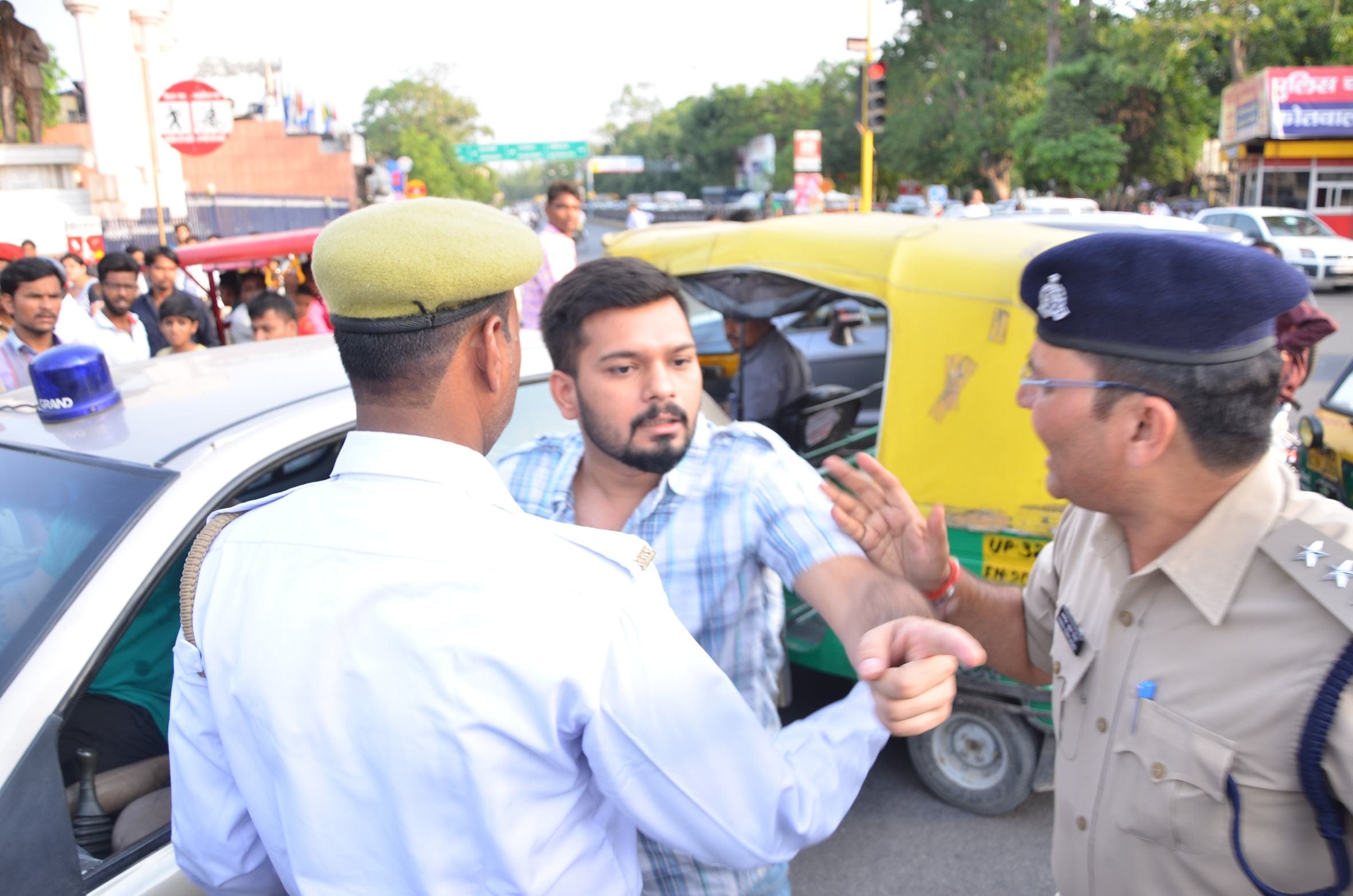  A small clash with police in Lucknow.