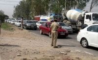 accident, stop traffic in highway, rumer of protest peoples change route, sonipat, harayana