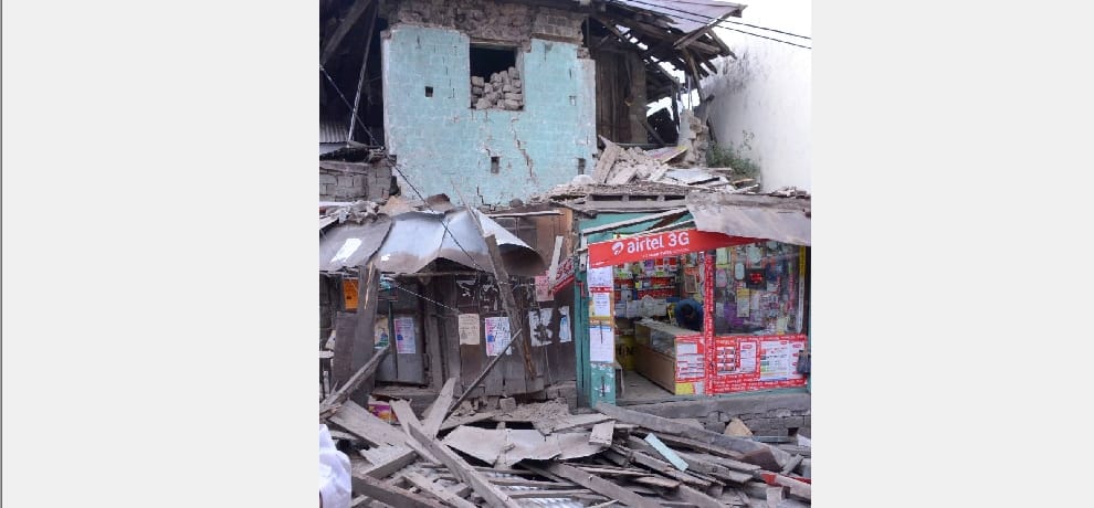 Houses collapsed as monkey jumps on it.