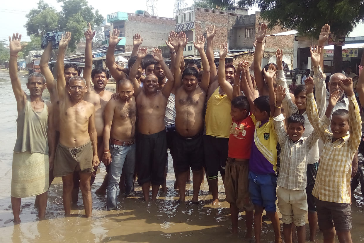 protest for road construction