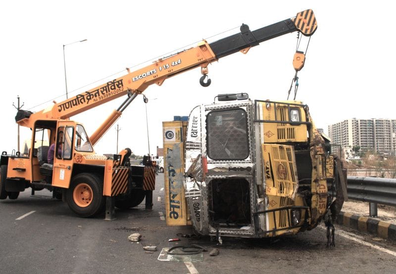 I turned round to overtake two trucks, Raj Nagar Extension jam