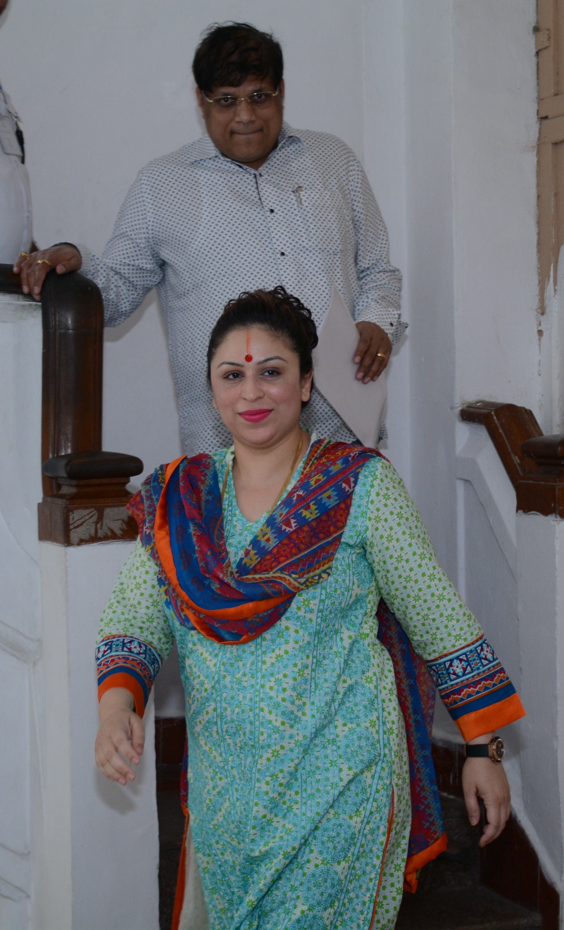 preeti mahapatra reaches rajya sabha election venue with husband