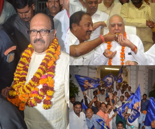 Celebration after win in rajya sabha election.