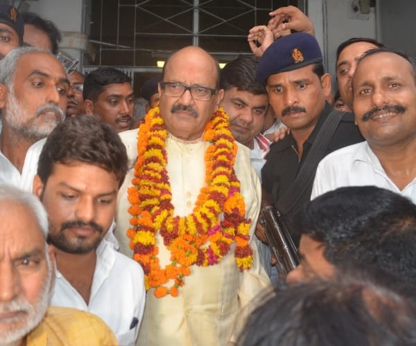 Celebration after win in rajya sabha election.