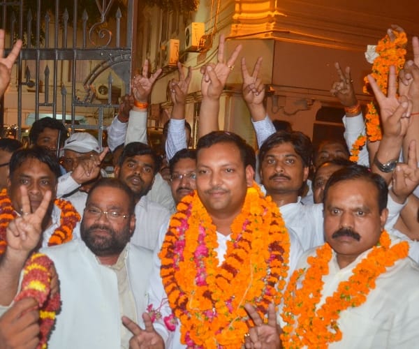 Celebration after win in vidhan parishad election result.