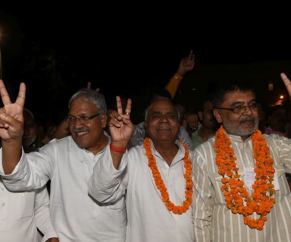 Celebration after win in vidhan parishad election result.