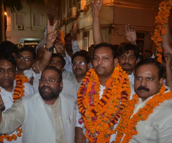 Celebration after win in vidhan parishad election result.