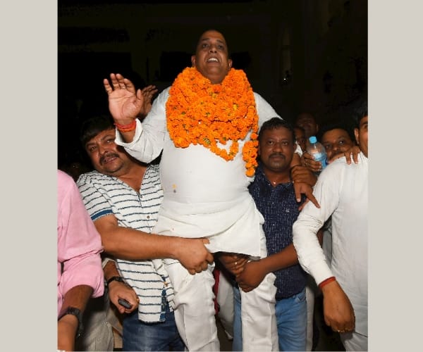 Celebration after win in vidhan parishad election result.