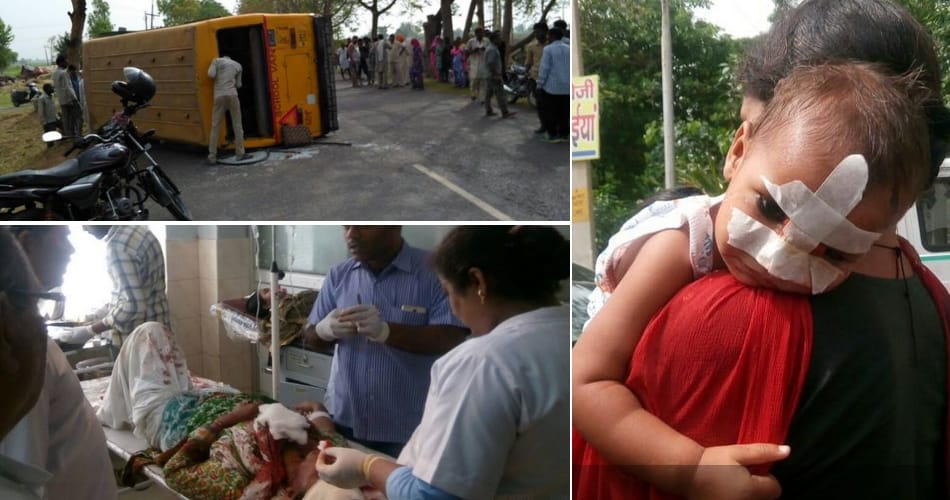 accident, road accident, dera devotees bus accident, dera sacha sauda devotees