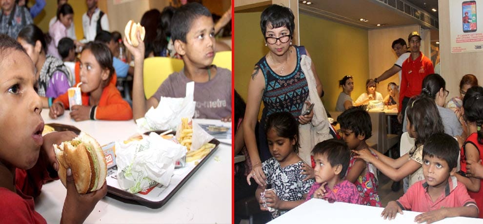 When poor children out from organically, sit-in protest at the lack of food was the girl