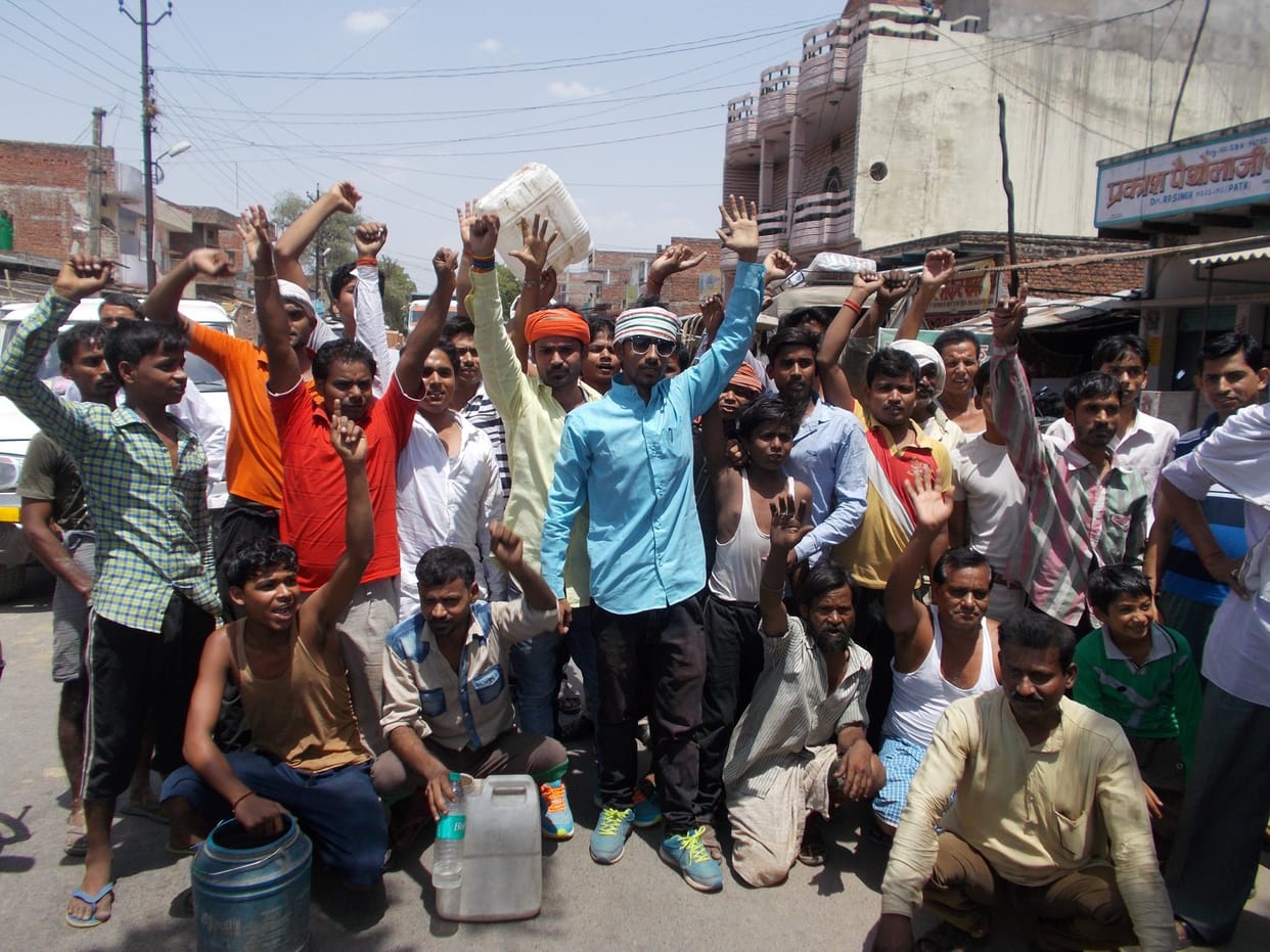 for water the people came on the road