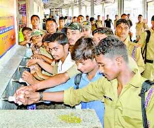 Broken pipe line railway station, water supply halt