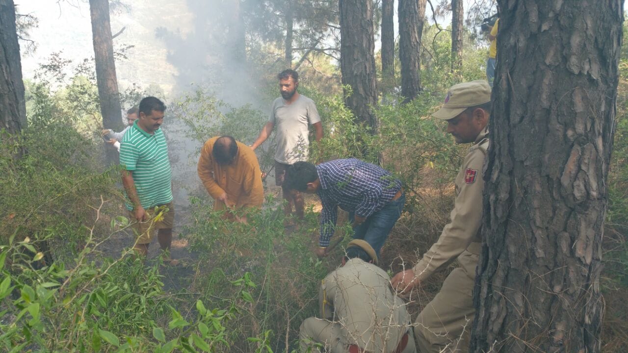 forest minister lal singh put out forest Fire in chinaini
