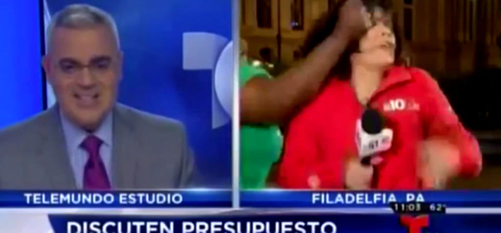 TV reporter is punched in the face during live broadcast
