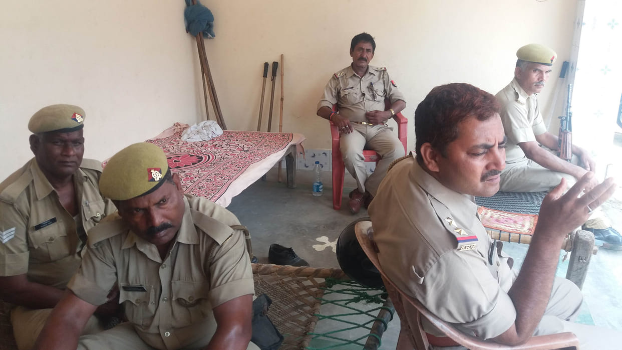 force in village, flag march two times