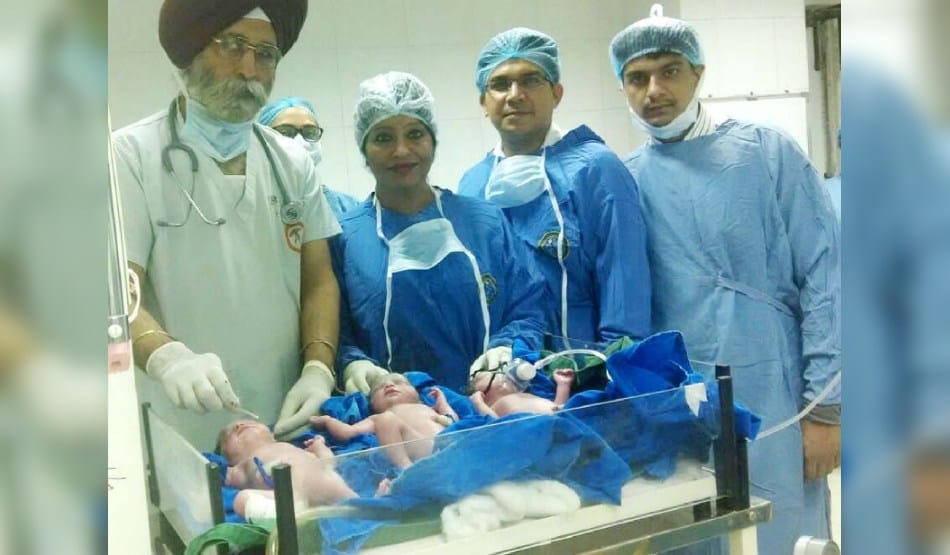woman gave birth to 3 children in Jalandhar