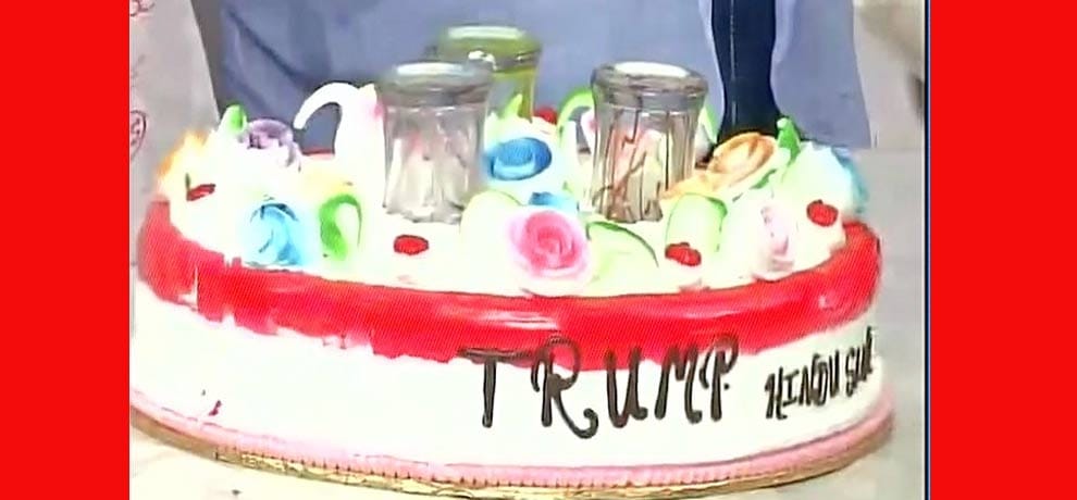 hindu sena celebrates donald trump birthday at jantar mantar delhi