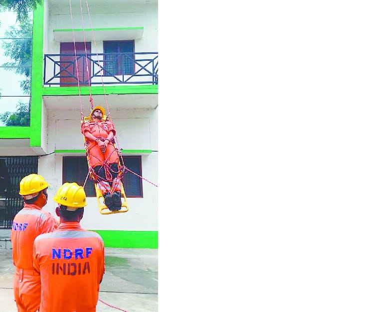 At the tips of the disaster management team of NDRF