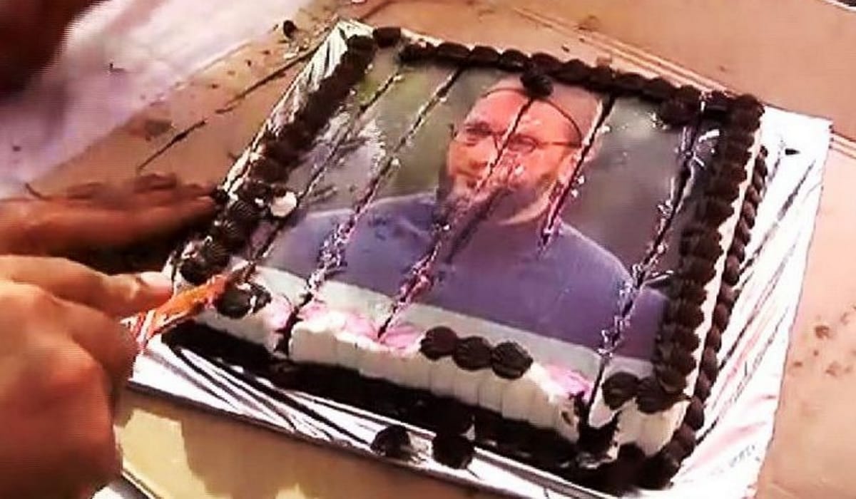 Cake with Asaduddin Owaisi pic cut on MNS chief Raj Thackeray’s birthday