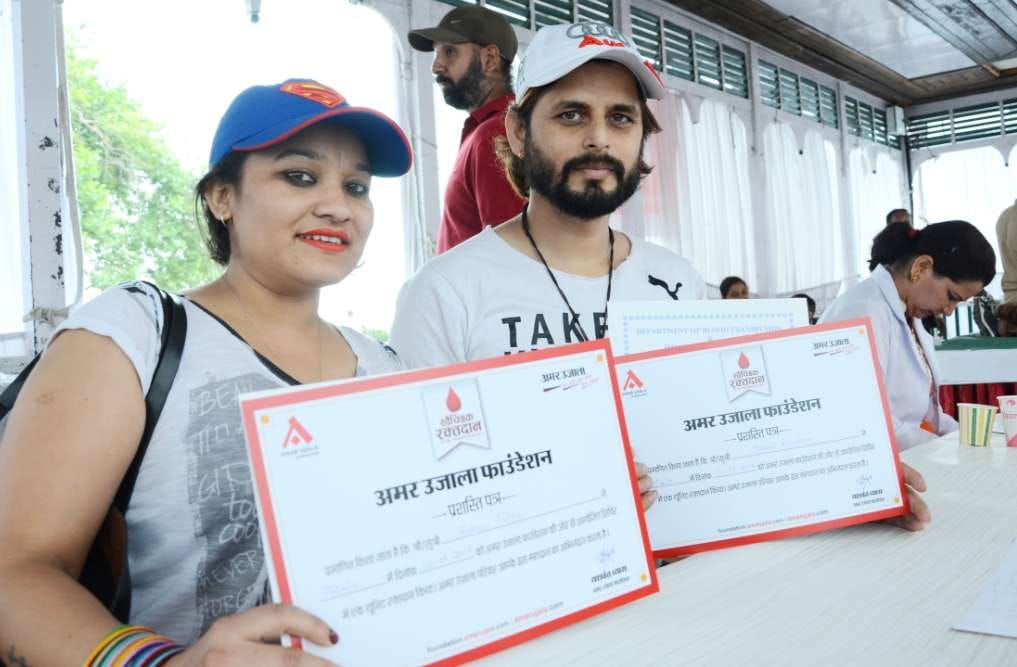 amar ujala blood donation camp at ridge shimla