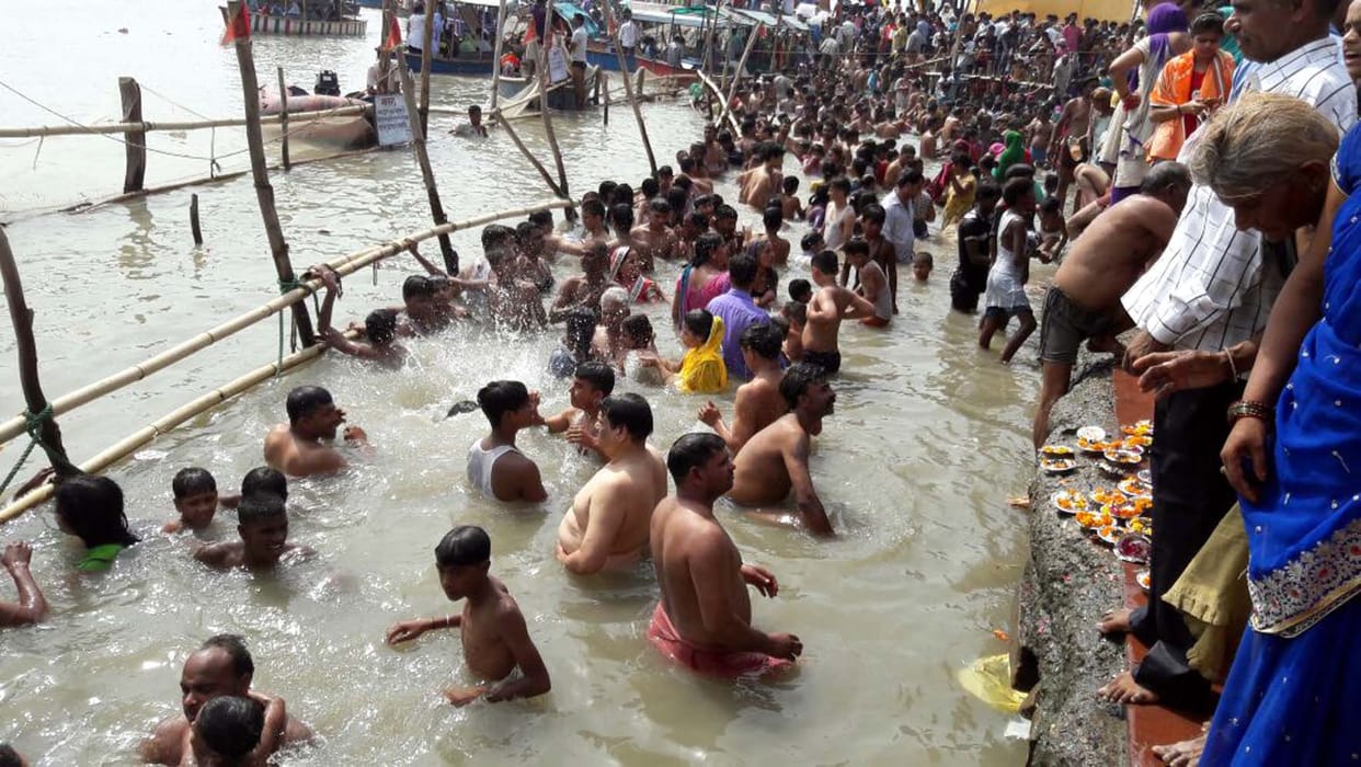 Devotees took a dip in the Ganges second day.