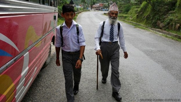 Nepal's oldest schoolboy