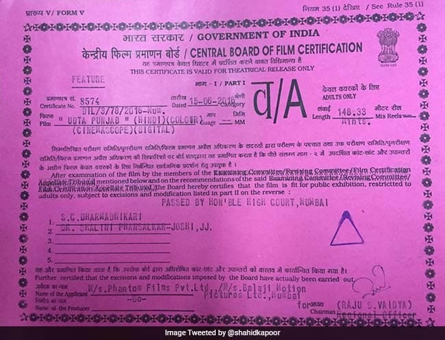 Censor Board issues 'A' certificate to 'Udta Punjab' after high court interfere