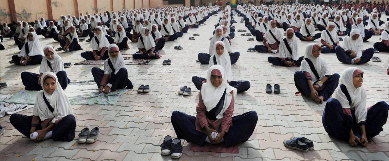  Muslim Students Practise Yoga everyday in ramzan