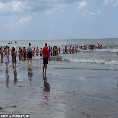 'human chain' of nearly 150 people to rescue missing 14-year-old swimmer at Myrtle Beach
