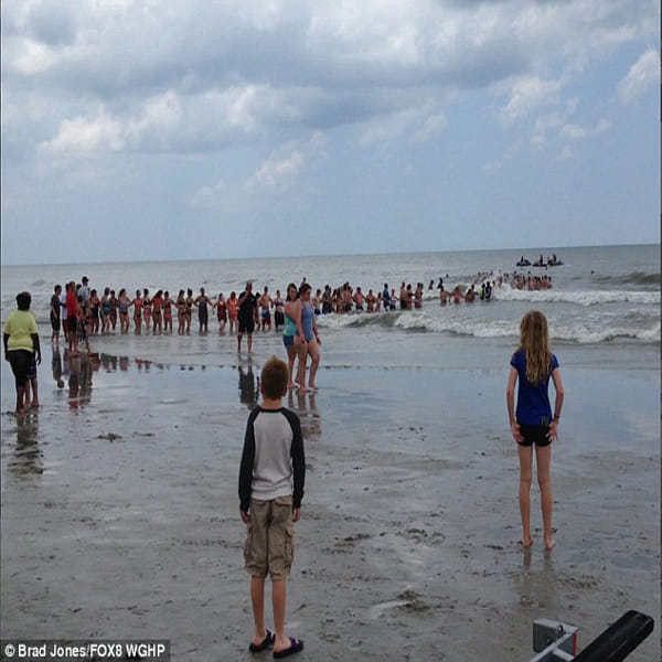 'human chain' of nearly 150 people to rescue missing 14-year-old swimmer at Myrtle Beach