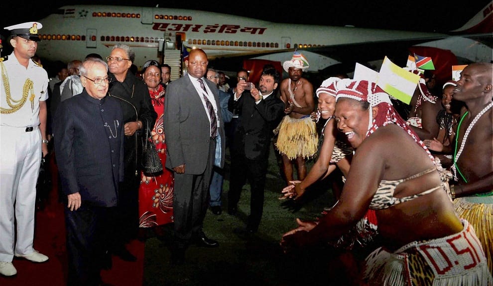 President Pranab Mukherjee welcomed in Namibia